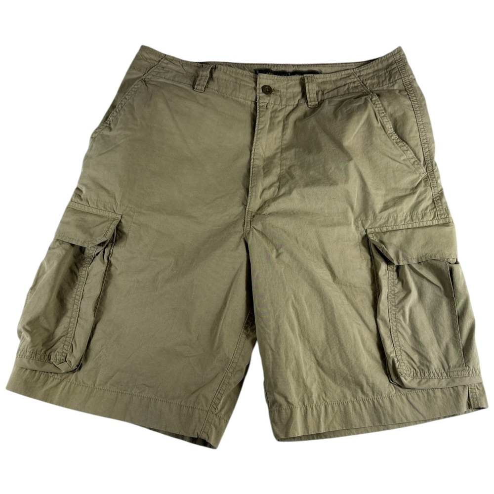 Abercrombie & Fitch Cargo Shorts Mens 34 Olive Green Cotton Flat Front Outdoor